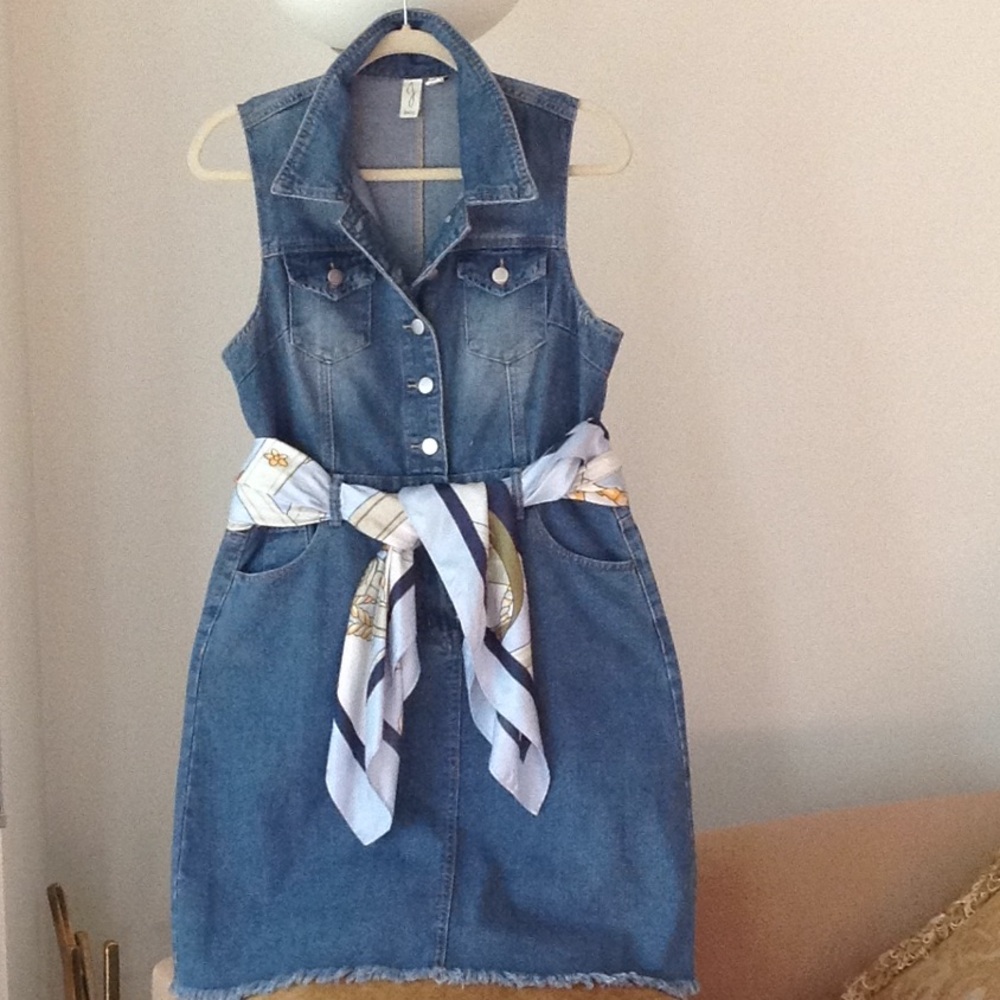 💙 Joie - Blue Denim Sleeveless 'Raw Edge' Dress